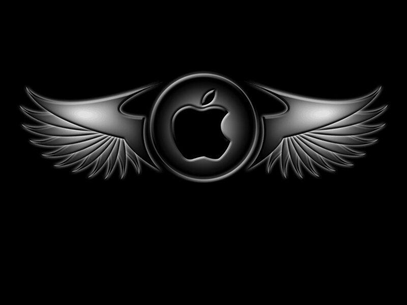 Apple Logo with Wings — Black