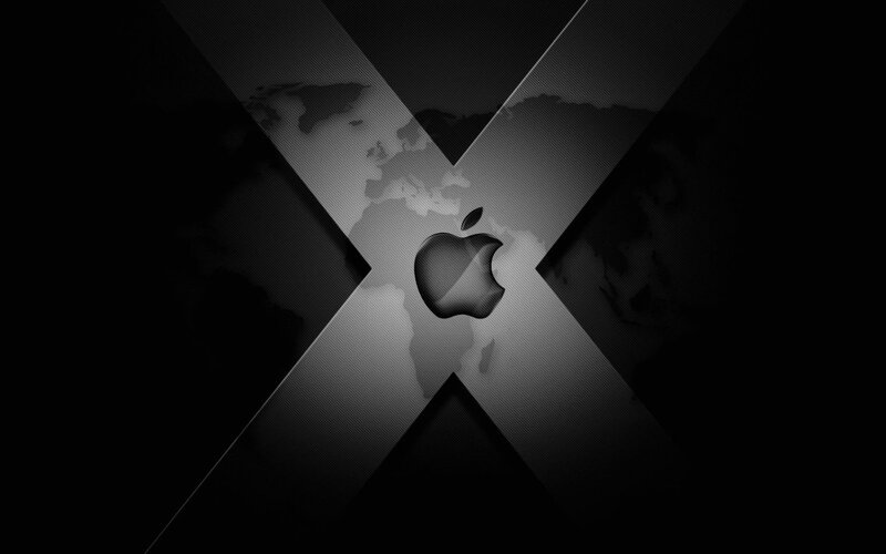 Apple logo with world map background