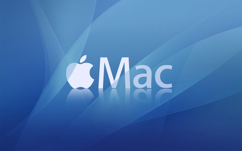 Apple Mac logo on blue background