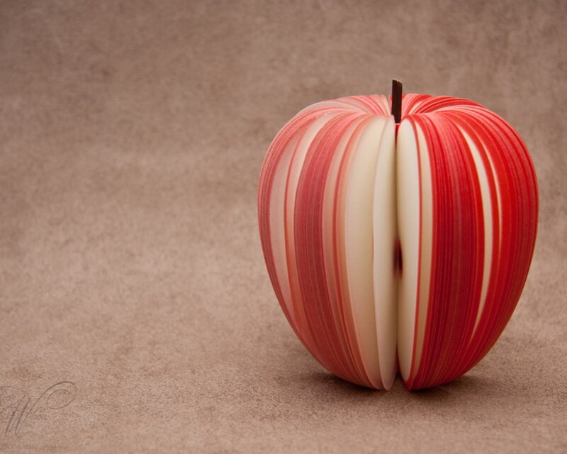 Apple made of paper strips