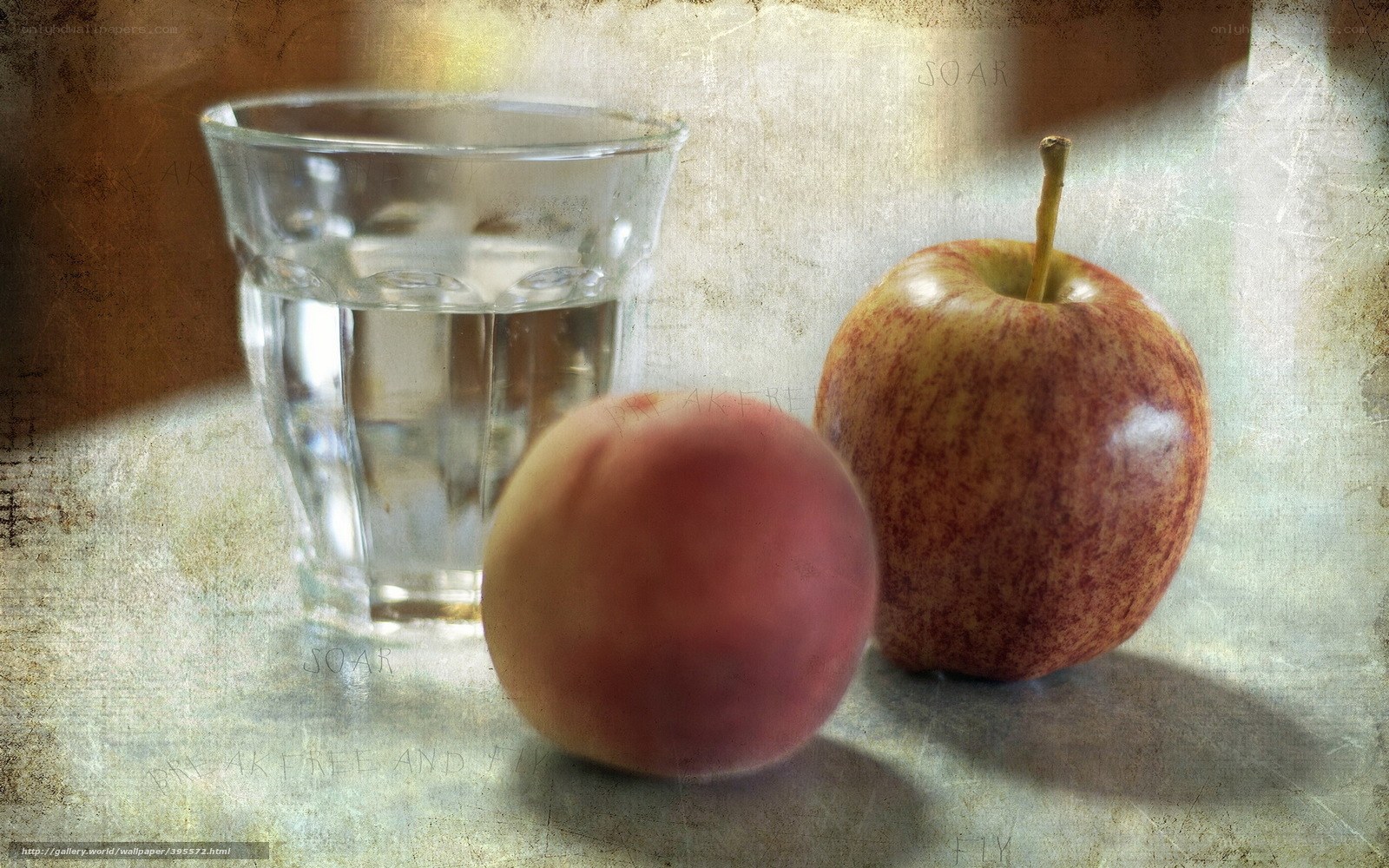 apple peach water glass