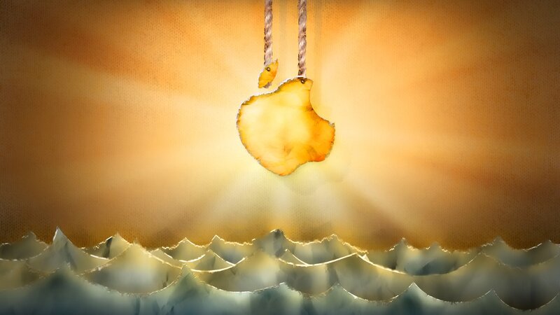 Apple pendant over waves