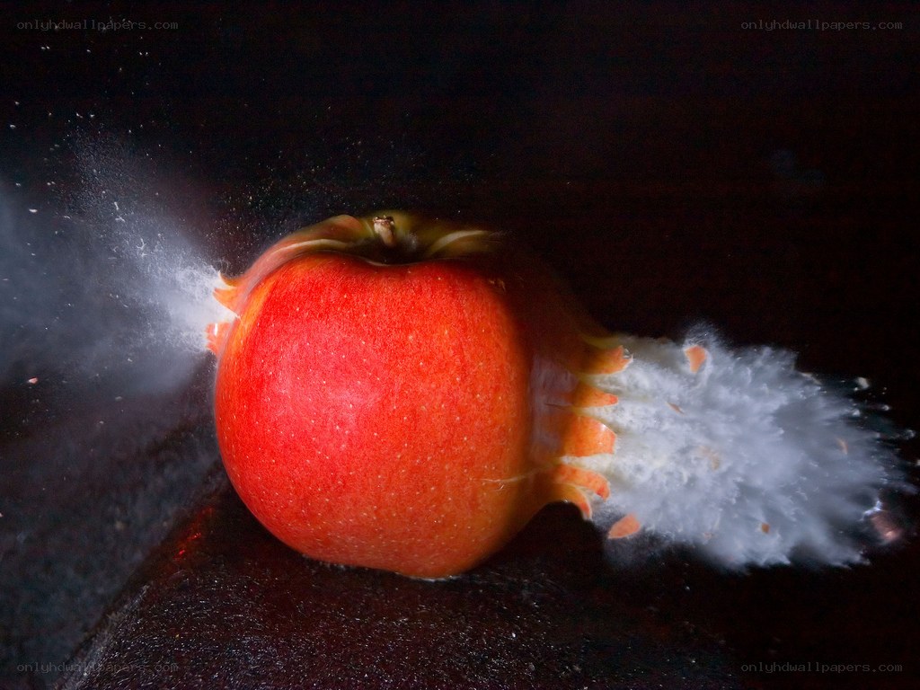 apple pierced by projectile