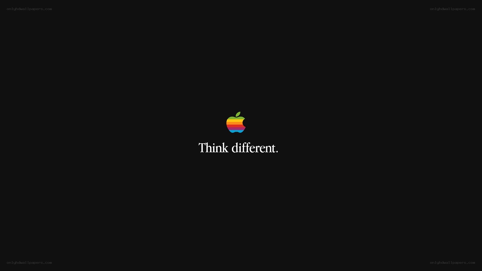 Apple rainbow logo with slogan