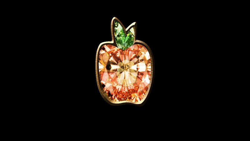Apple-shaped Gemstone Brooch — Black