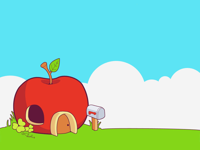 apple-shaped house illustration