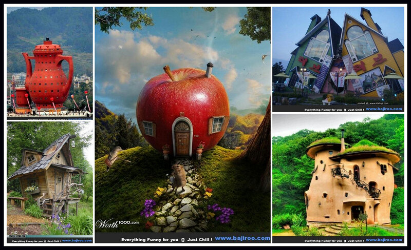 Apple-shaped House — Red, Whimsical