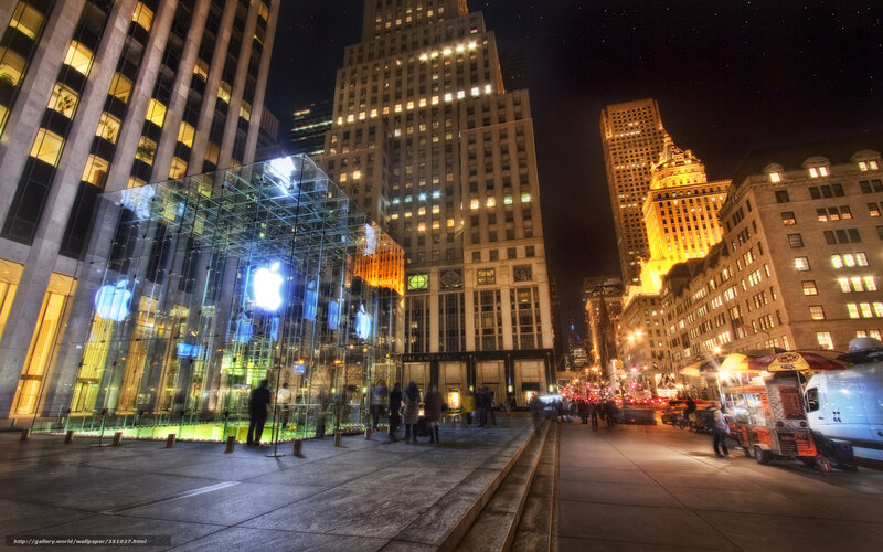 Apple Store at Night — Black, Dramatic, Photograph, Skyscrapers