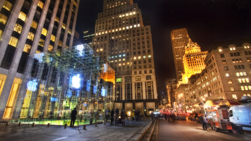 Apple Store at Night — Black, Dramatic
