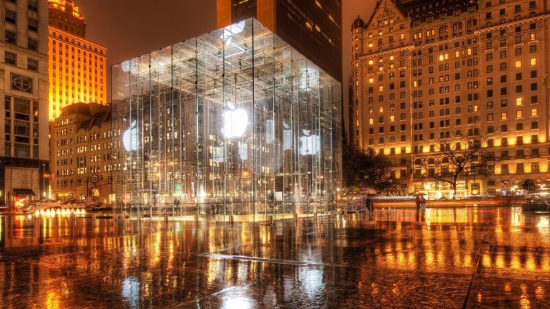 Apple Store at night in New York