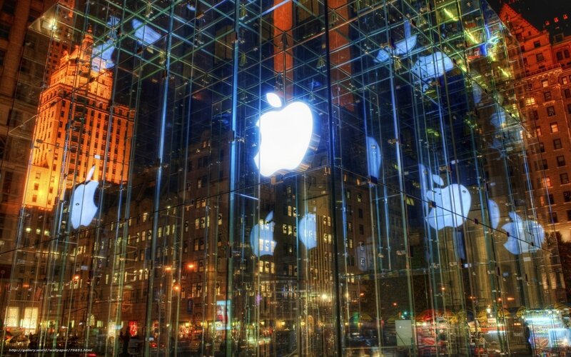 Apple Store at night