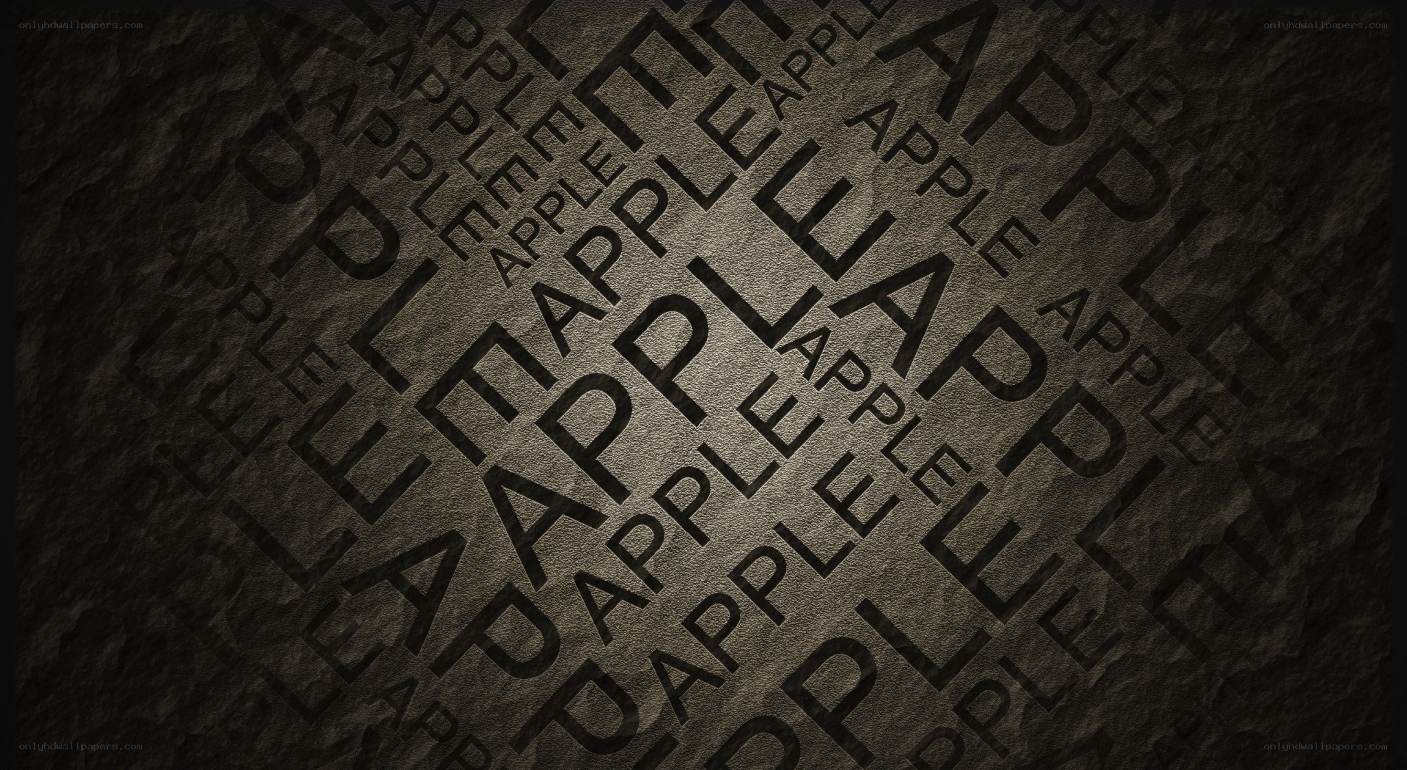 Apple text pattern on stone