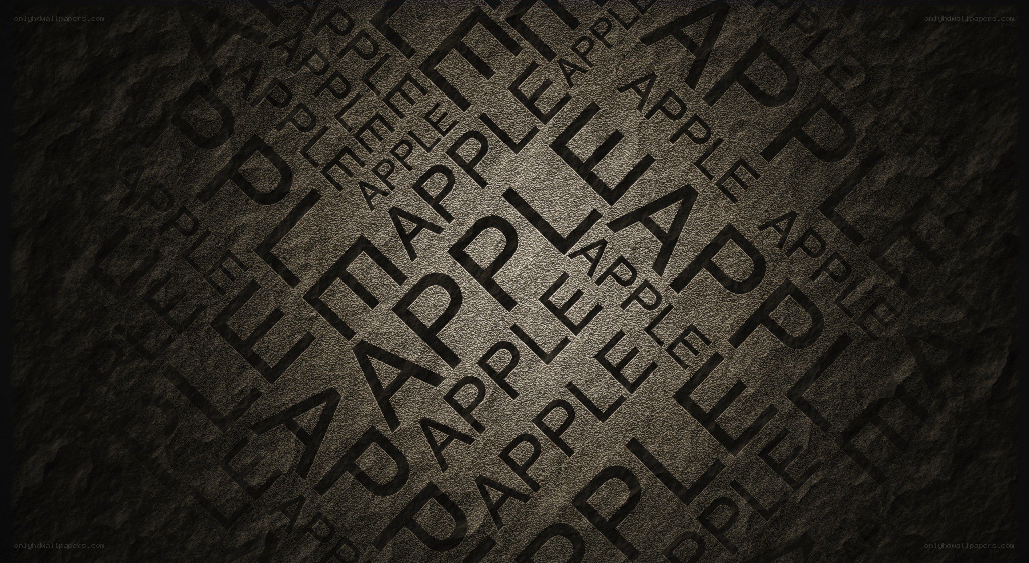 Apple text pattern on stone