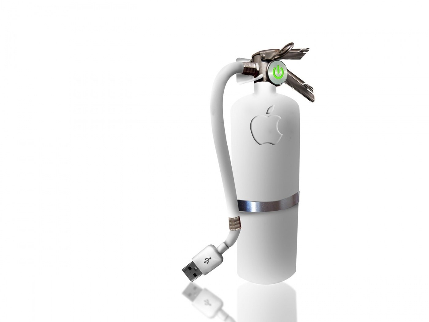 Apple-themed fire extinguisher