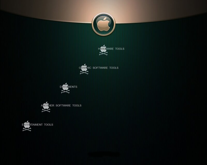 Apple-themed menu with skull icons