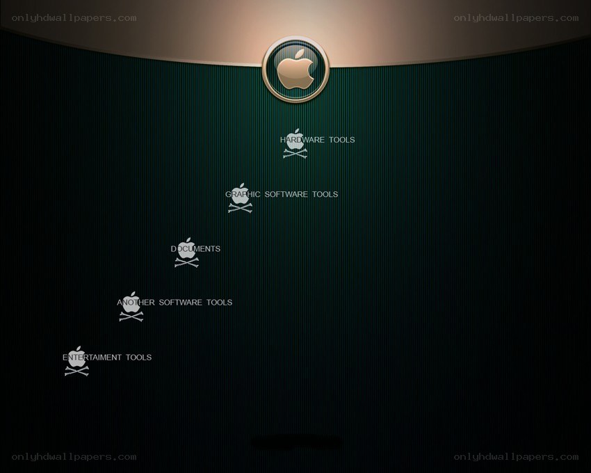 Apple-themed menu with skull icons