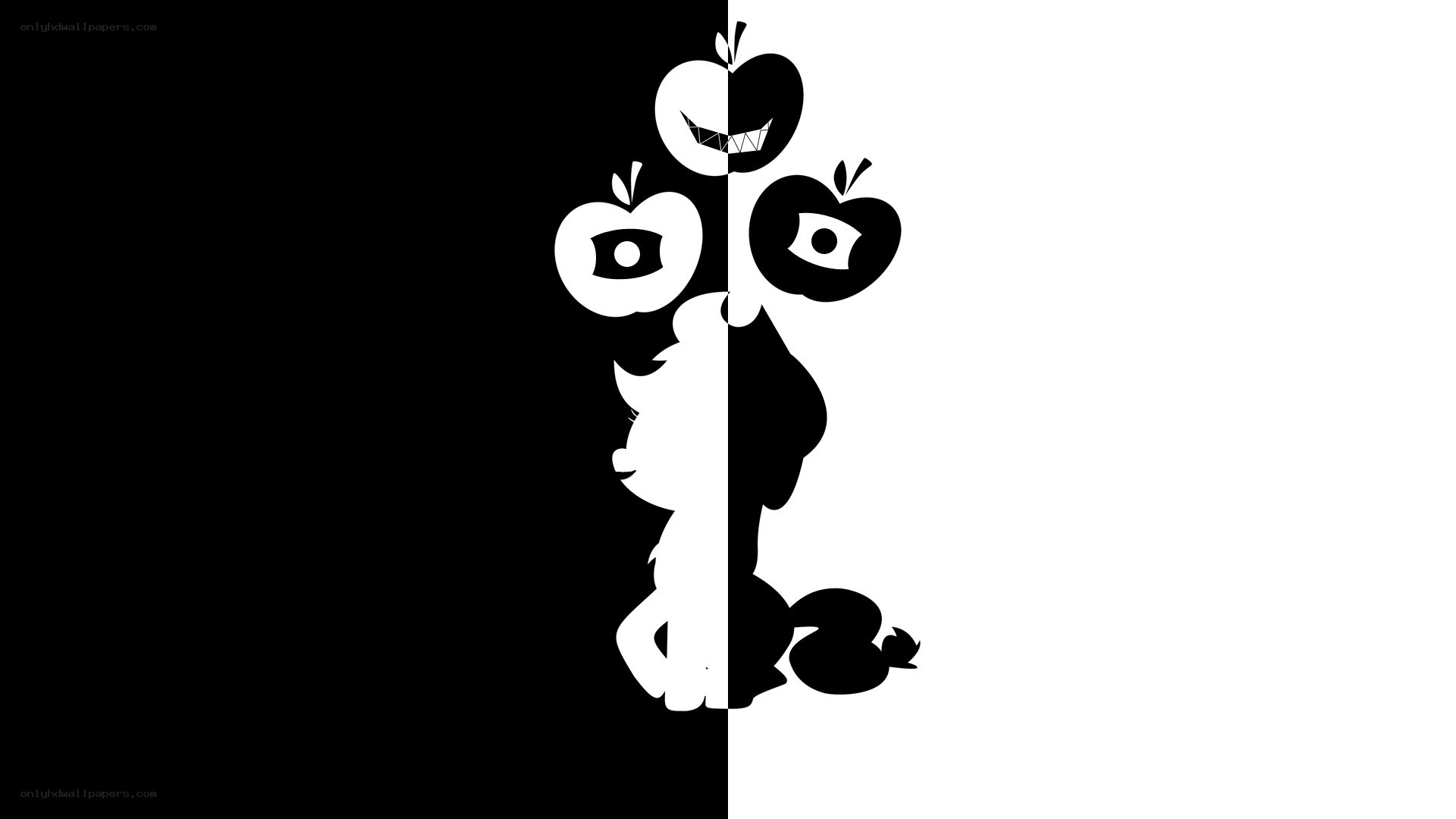Apple-themed silhouette art