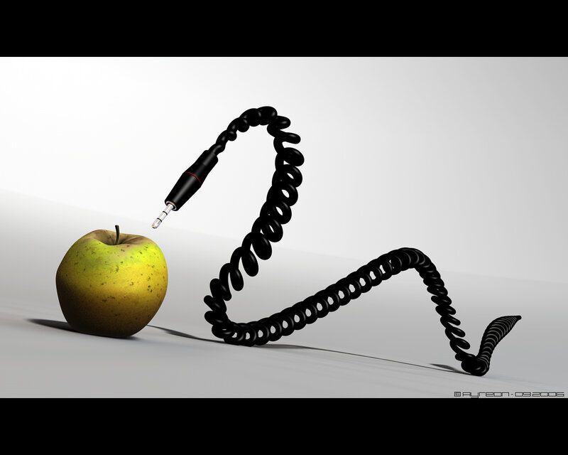 Apple with coiled cable