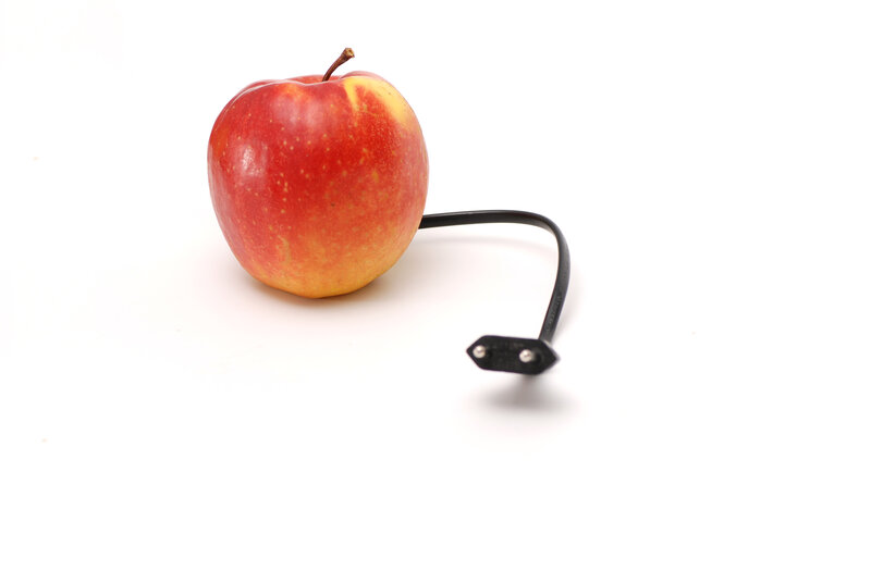apple with electrical plug