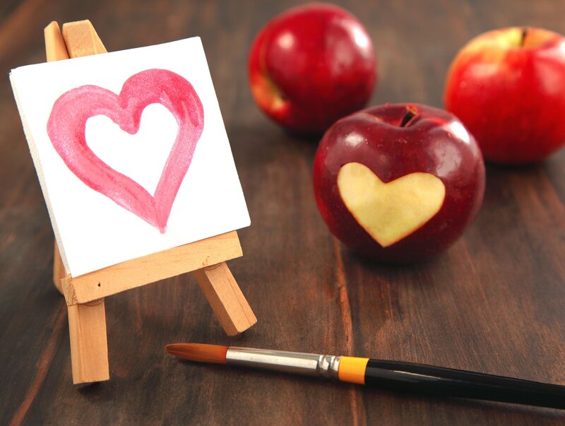 Apple with Heart Carving