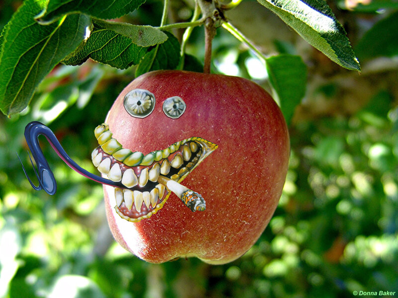 apple with monster face