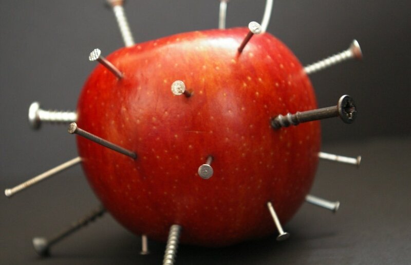 apple with nails