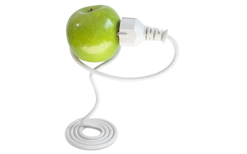 apple with power plug