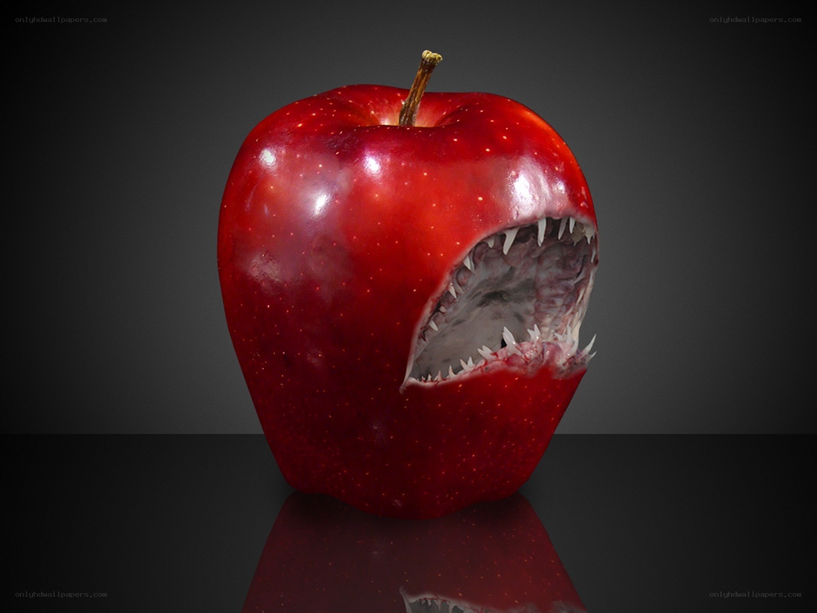 apple with shark mouth