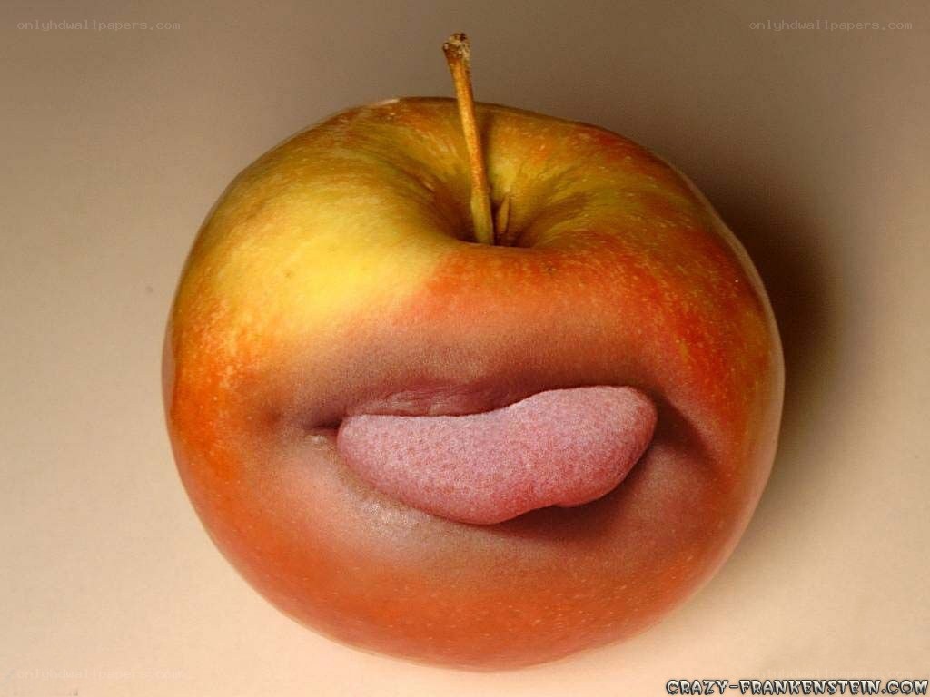 apple with tongue