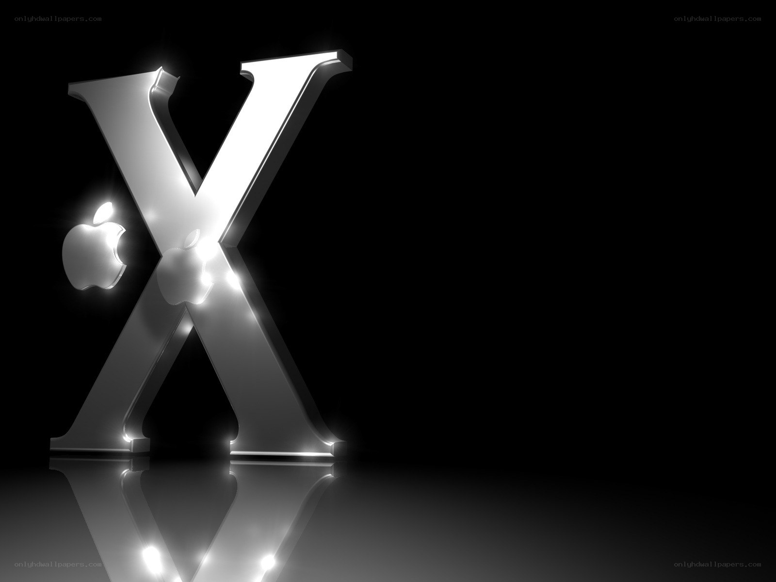 Apple X logo on black background
