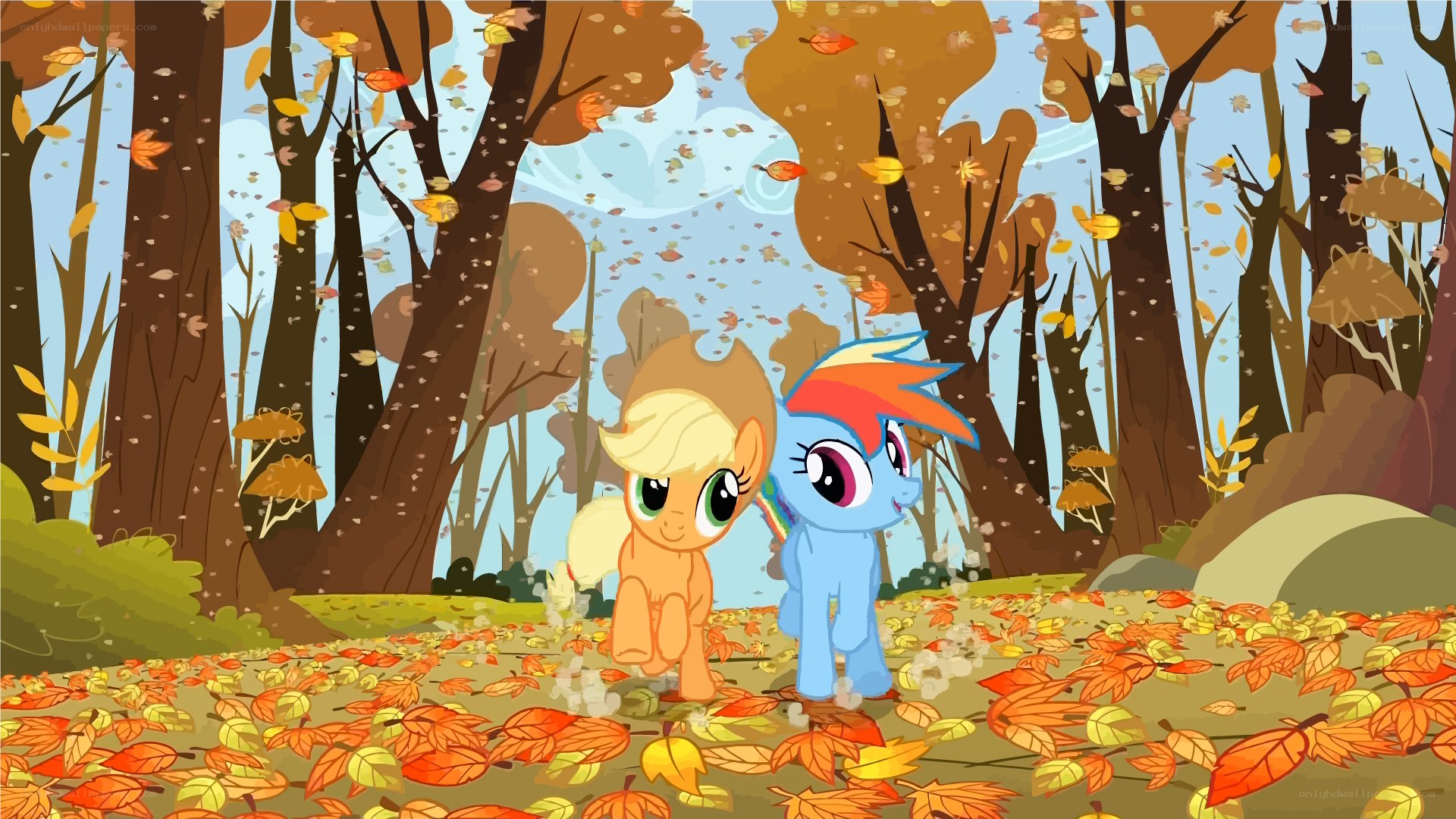 Applejack and Rainbow Dash in autumn