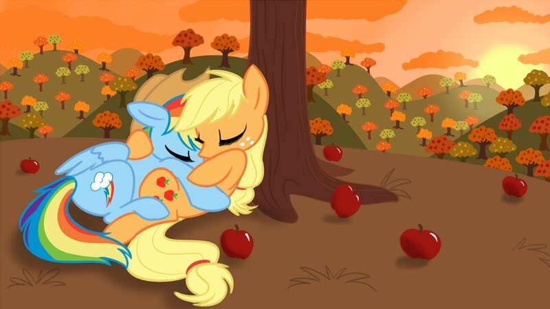 Applejack and Rainbow Dash resting