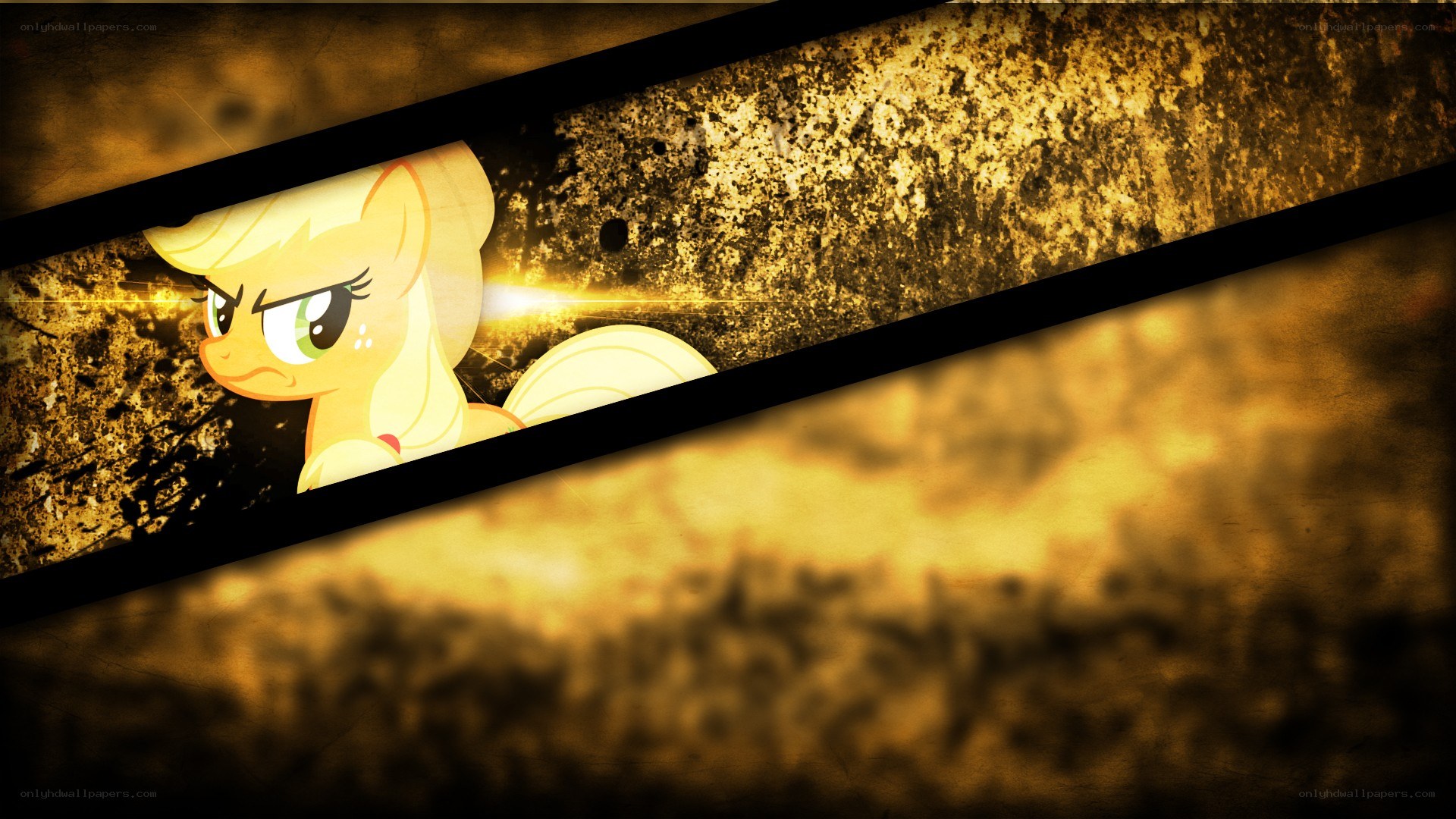 Applejack peeking through a gap