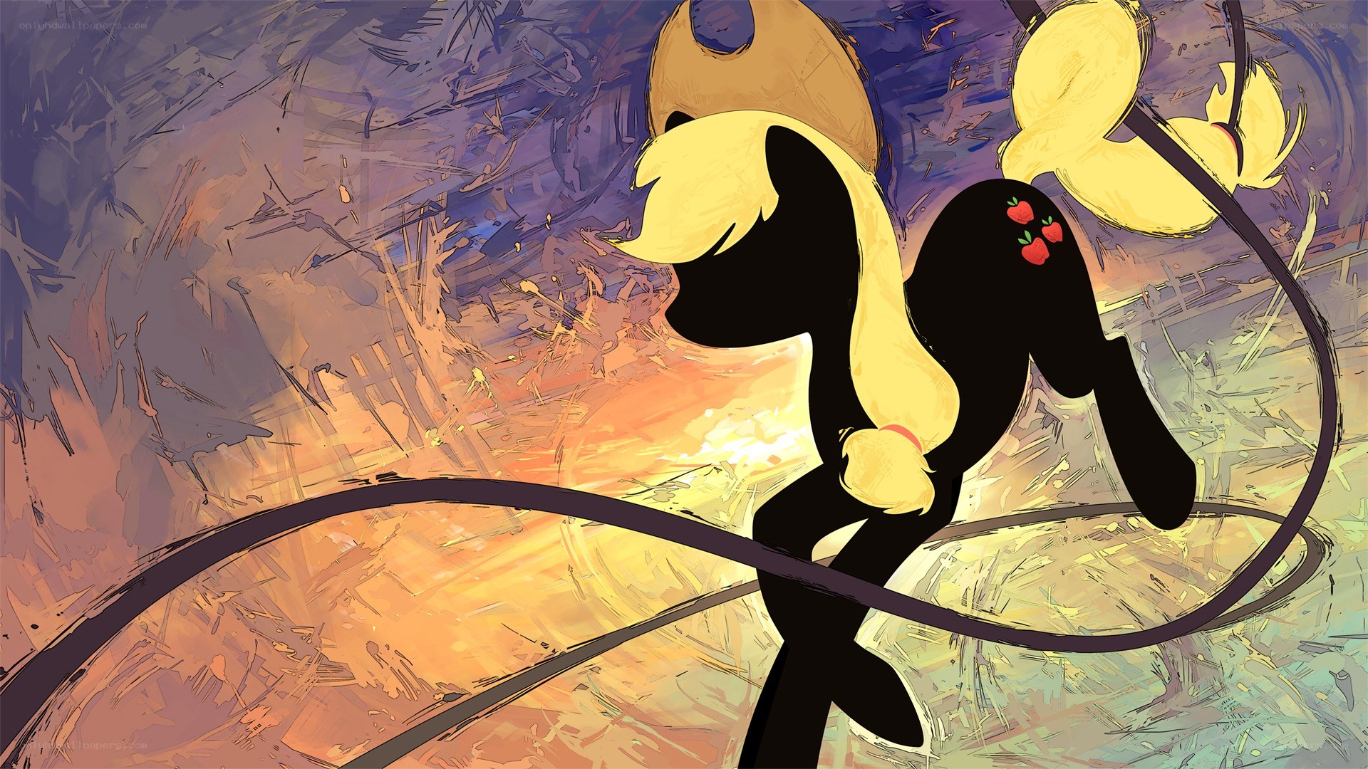Applejack silhouette in sunset