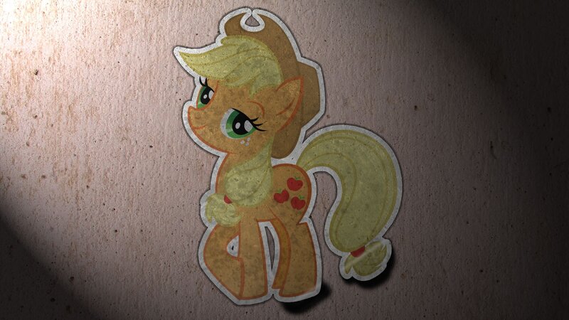 Applejack sticker on wall