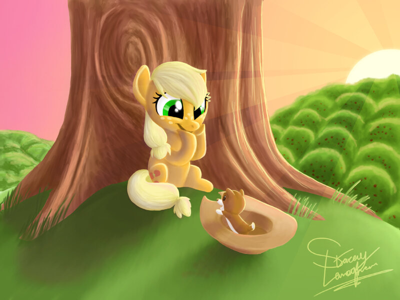 applejack with a squirrel