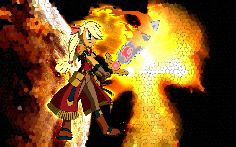 applejack with flaming sword
