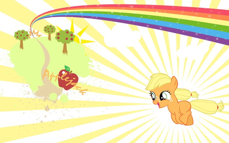 Applejack with rainbow and apple
