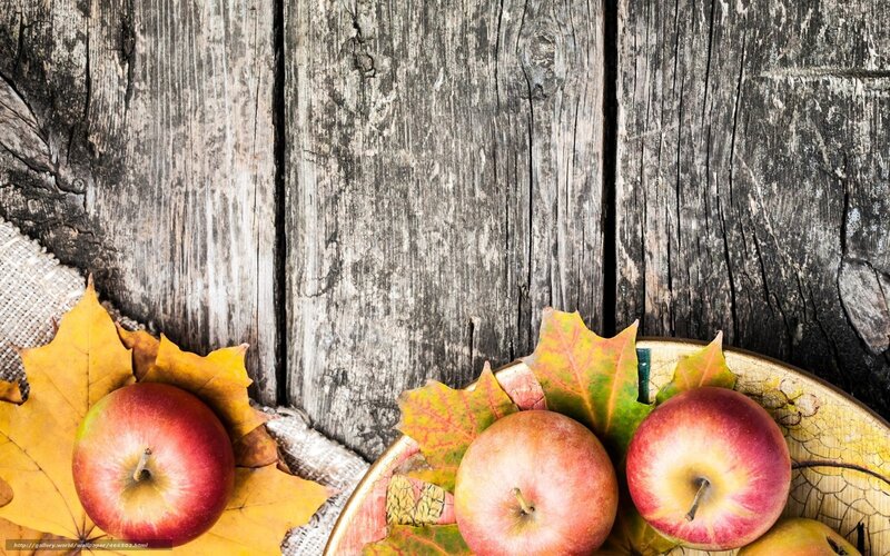Apples and Autumn Leaves — Brown, Rustic