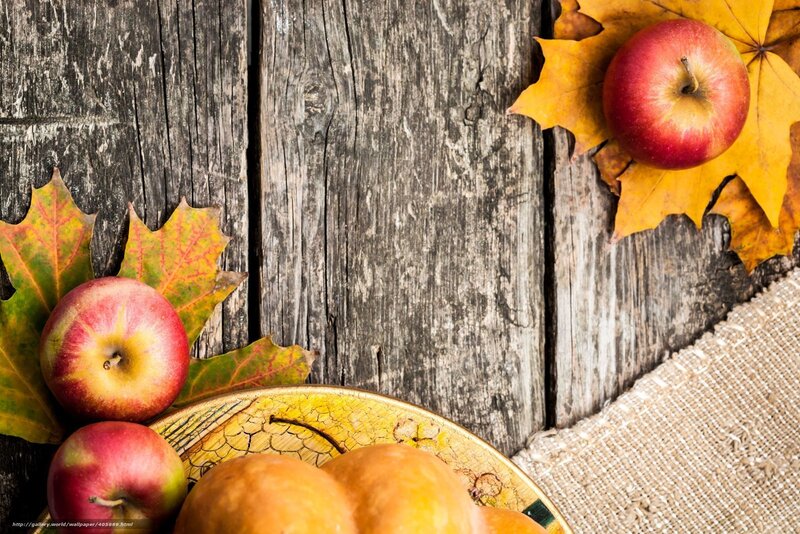 Apples and Autumn Leaves — Brown