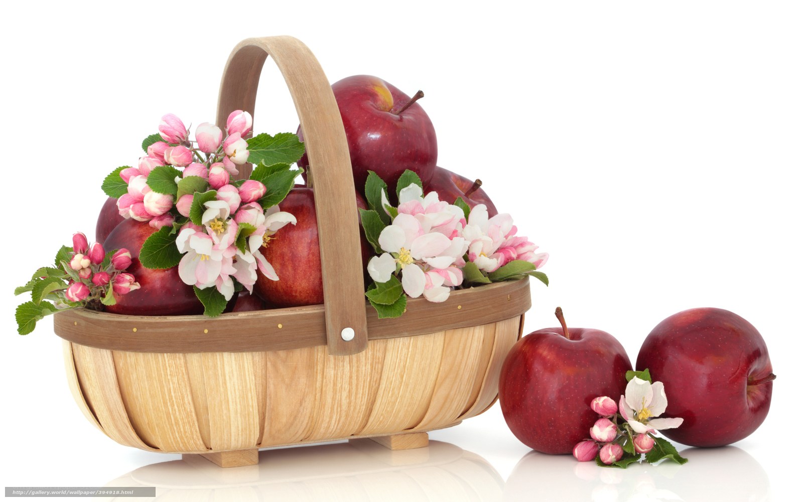 apples and blossoms in basket