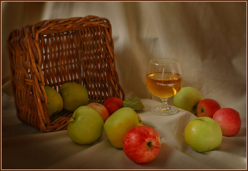 Apples and Cider in Basket