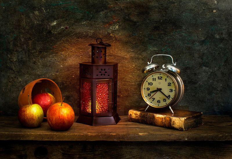 Apples and Lantern — Brown