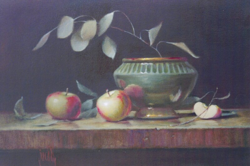 Apples and Vase on Table