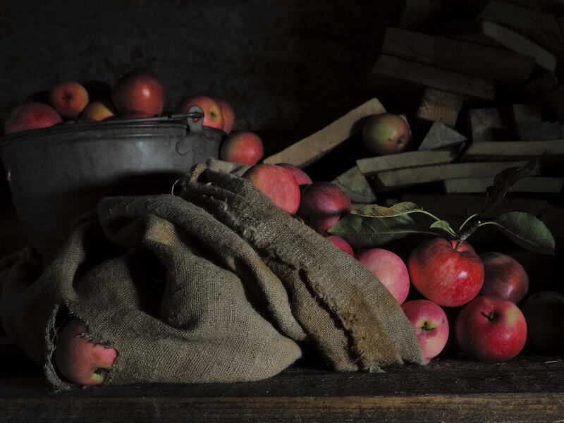 Apples in a rustic still life