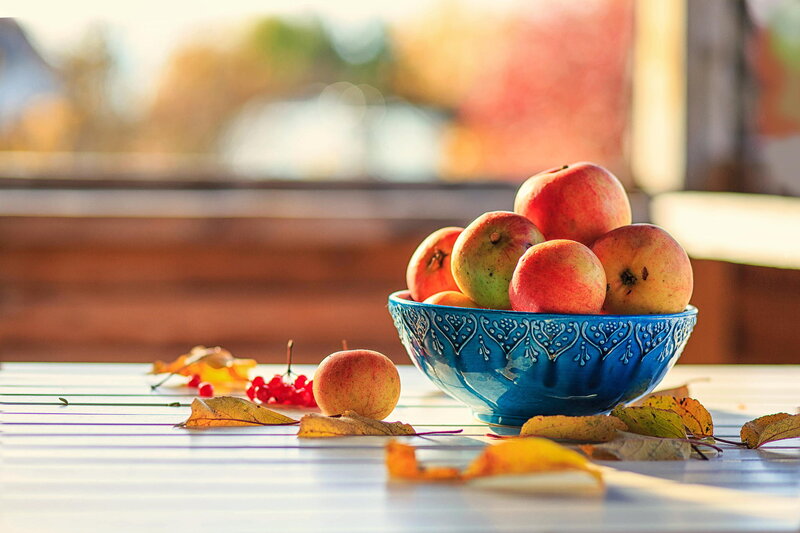 Apples in Blue Bowl