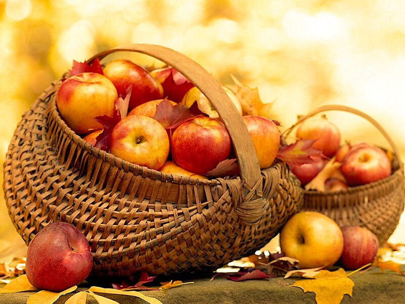 Apples in Woven Baskets