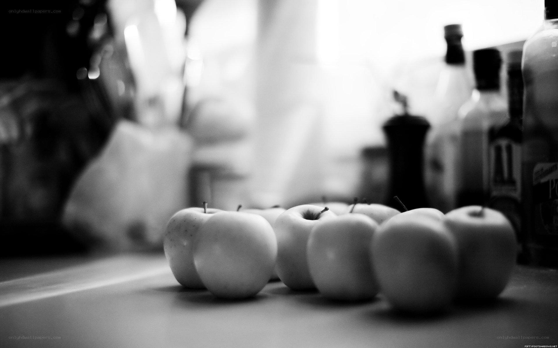 Apples on a kitchen counter