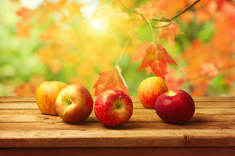 Apples on Wooden Table — Red