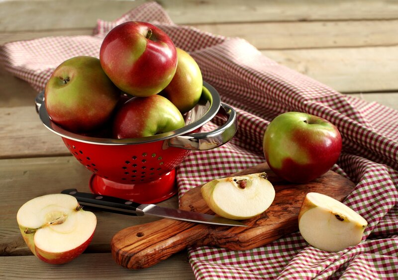 Apples on Wooden Table